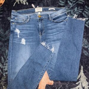 FRAME Denim Women's Blue Distressed Skinny Jeans Stretchy / OBO